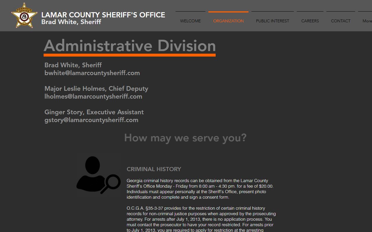 Lamar County inmate records administrative division records request page